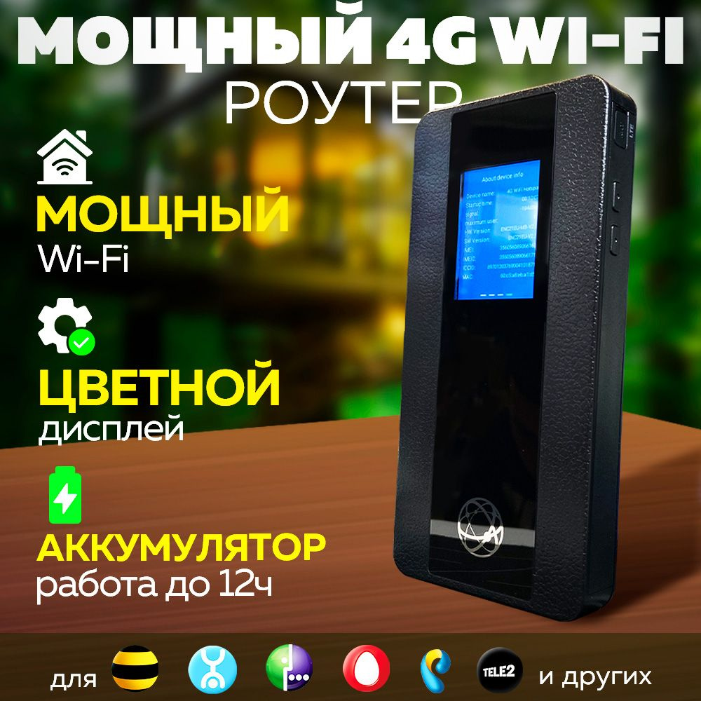 Премиум 4G WiFi Модем Роутер с Аккумулятором под Безлимитный Интернет Любой  тариф и Сим карта