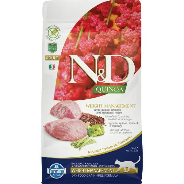 Farmina 1,5кг (Фармина) N&D Quinoa Cat Grain Free Weight Management Lamb сухой беззерновой корм для взрослых #1