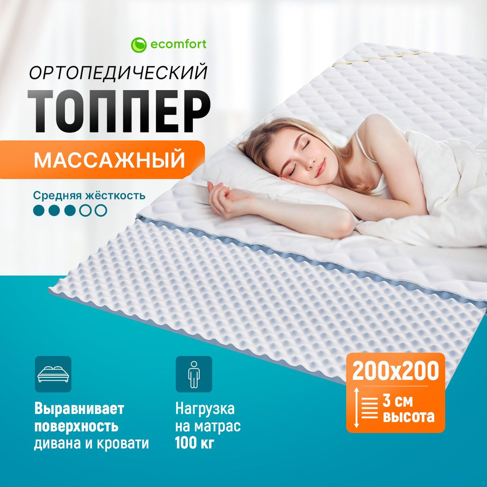 Матрас-топпер 200х200 см "ФИТНЕС" с массажным эффектом #1