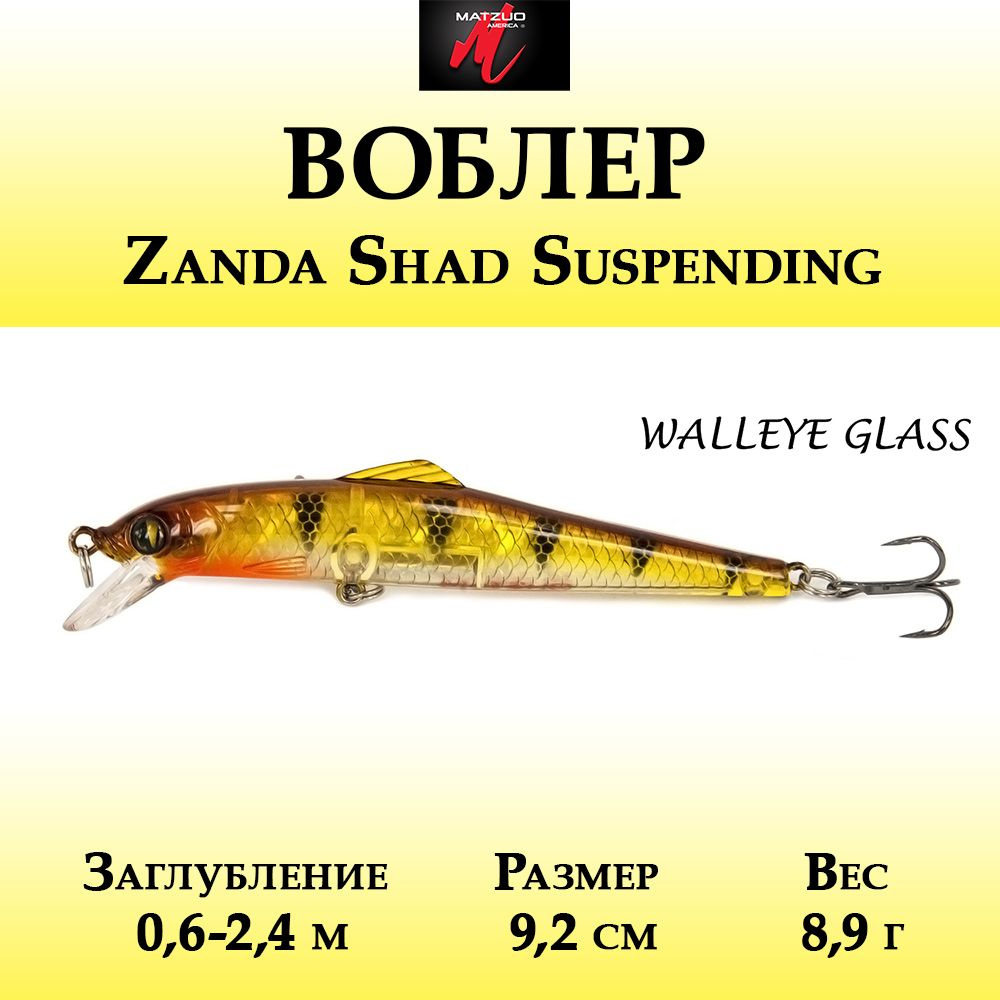 Воблер для рыбалки Matzuo Zanda Shad Suspending 8,9г, цвет Walleye Glass #1