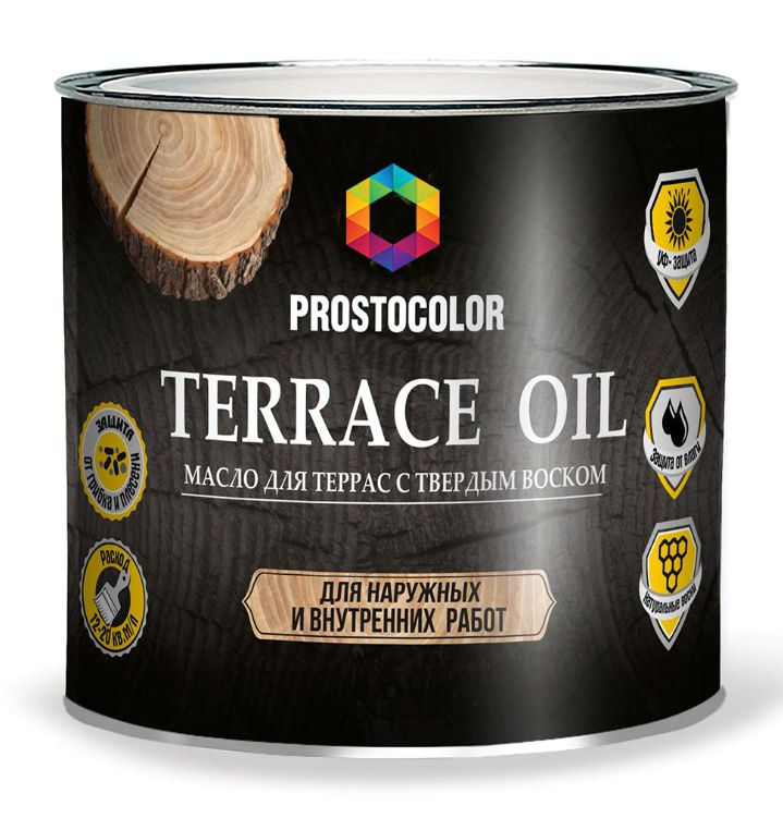 Масло для террас с твёрдым воском PROSTOCOLOR Terrace Oil 2,2 л бесцветное  #1