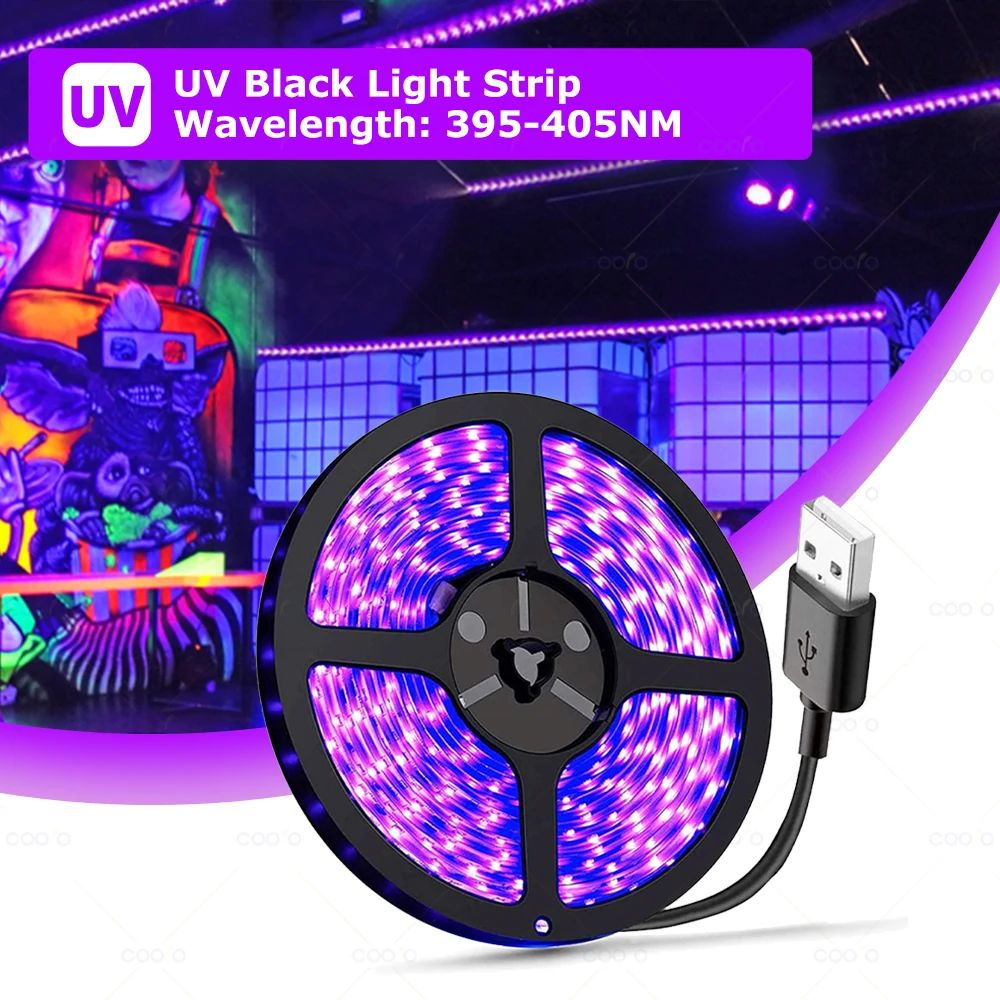 Ультрафиолетовый Светлая полоса 5M/ UV LED strip Light УФ лампа, 395-400 нм  #1