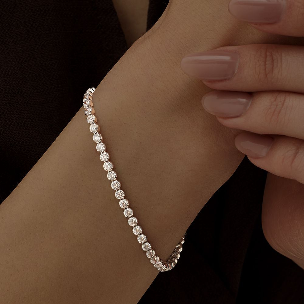 Браслет на руку женский серебро 925 теннисный ювелирный 21510730/91 Кубик Циркония р.17  #1