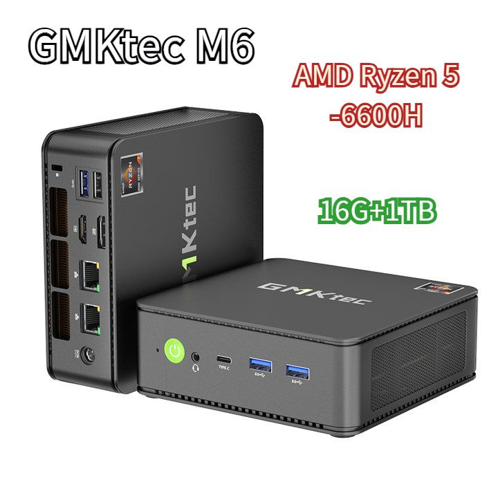 GMKtec Мини-ПК M6 (AMD Ryzen 5 6600H, RAM 16 ГБ, SSD 1024 ГБ, HDD 512 ГБ, AMD Radeon 660M, ), GMKtec #1