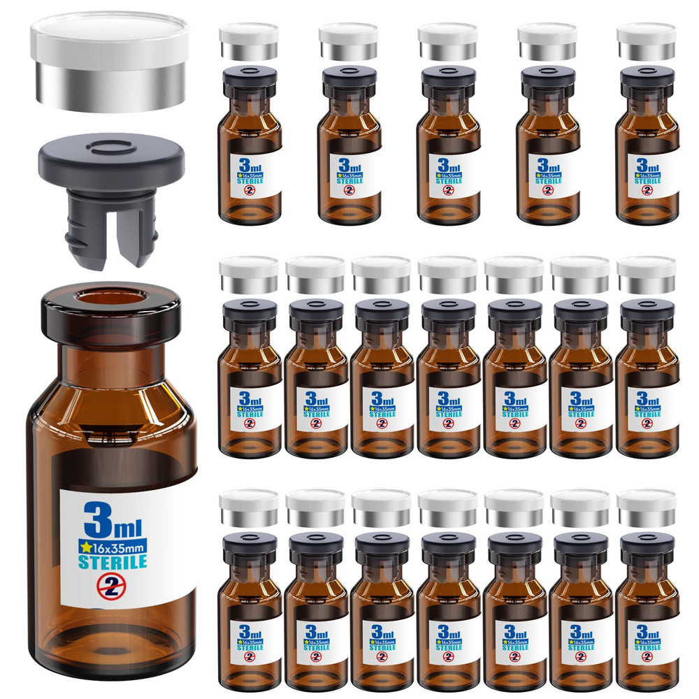 Янтарь Стерильные стеклянные флаконы с отдельной резиновой пробкой и ...