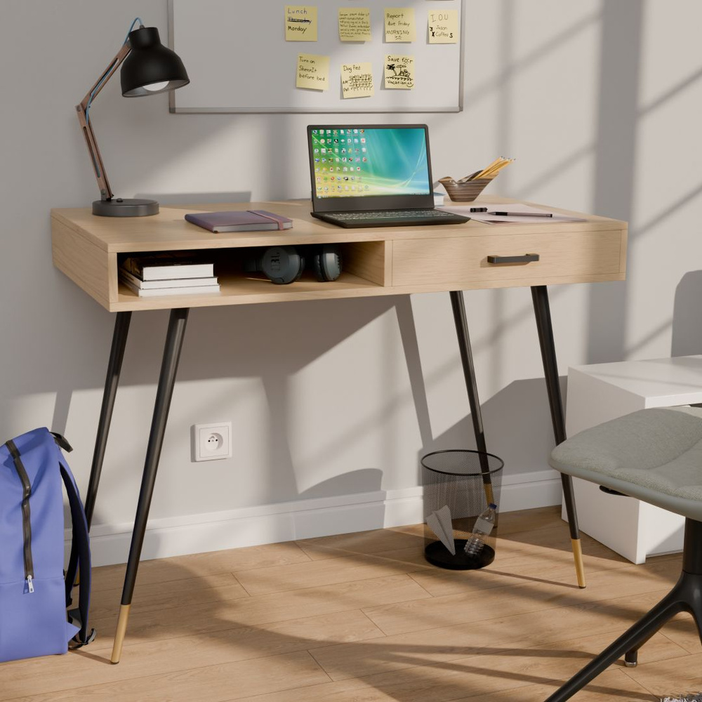 Стол письменный офисный с ящиком на ножках для компьютера и ноутбука #1