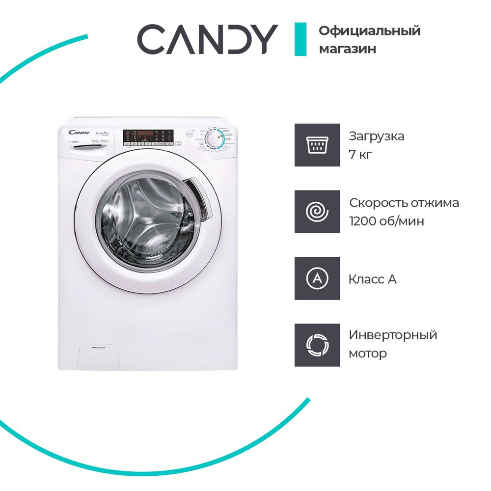 Узкая стиральная машина автомат Candy Smart Pro Inverter CSO4 276TWM-07 ...