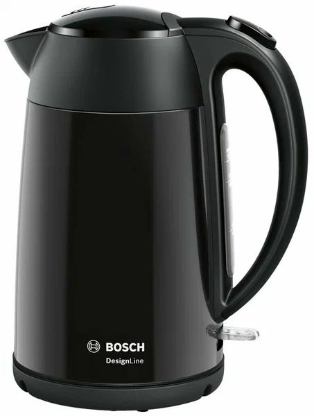 Электрочайник Bosch TWK 3P423, 2400 Вт, 1.7л черный нержавеющая сталь, откидная крышка  #1