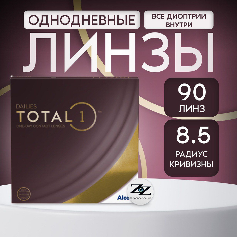 Контактные линзы Alcon Dailies Total 1 (90) Однодневные, -3.75 / 14.10 / 8.5, 90 шт.  #1