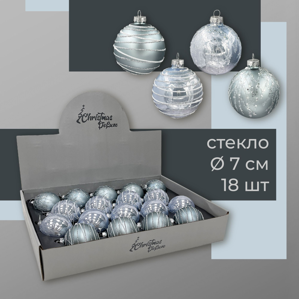 Набор стеклянных ёлочных шаров ChristmasDeLuxe, 18 шт. диаметром 7 см  #1