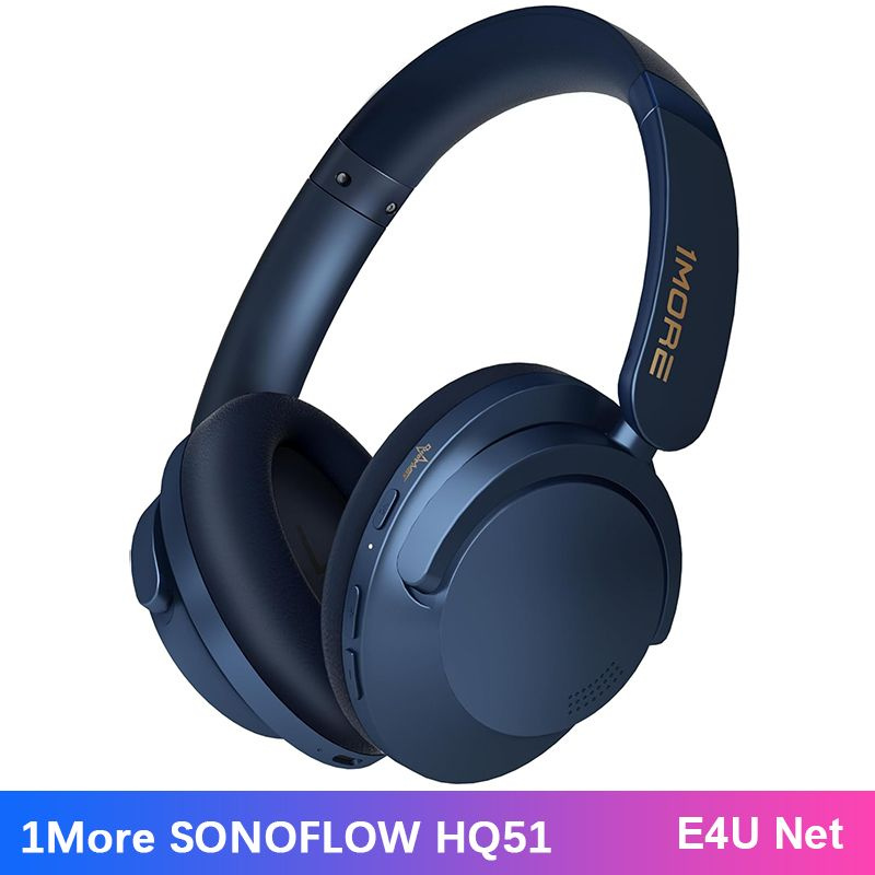 1MORE Наушники беспроводные 1More SonoFlow HQ51, Bluetooth, черный, темно-синий  #1