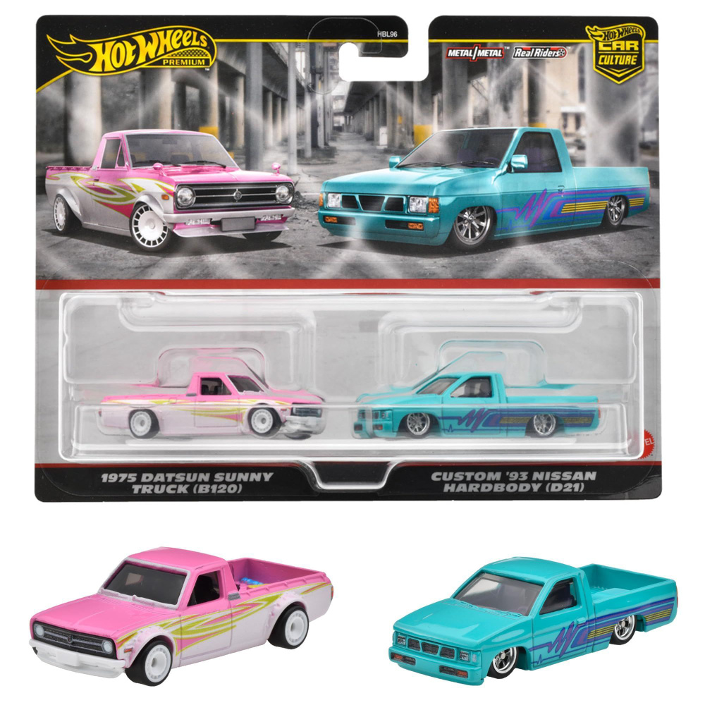 Машинка коллекционная Mattel Hot Wheels Premium 2 Pack HBL96-1975 Datsun Sunny Truck (B120) & Custom #1