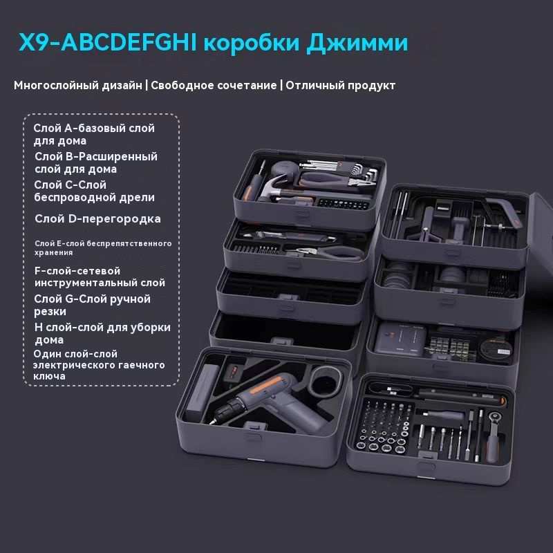 JIMIHOME X9-ABCDEFGHI набор инструментов для дома с шуруповертом