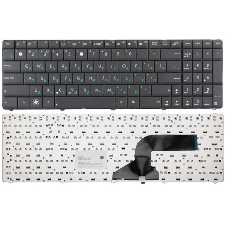 Клавиатура для ноутбука Asus K52 K53 A52 N53 B53 F50 G51 N50 X52 (кнопки сплошные, черная)  #1