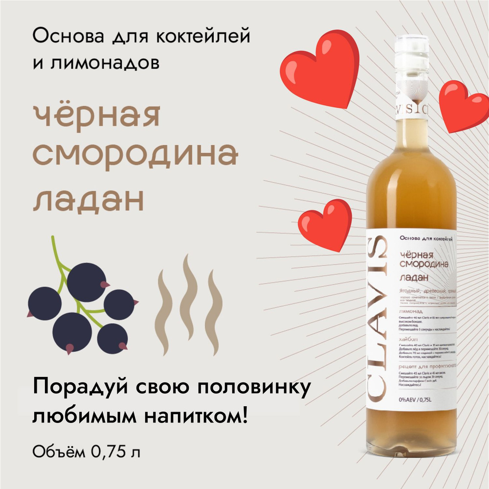 Сироп концентрат для коктейлей CLAVIS Черная смородина, Ладан 750 мл ...