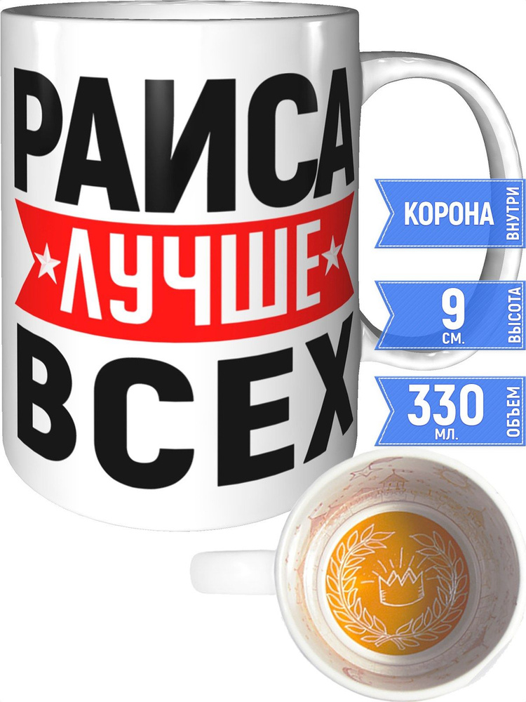 Кружка Раиса лучше всех - внутри рисунок короны #1