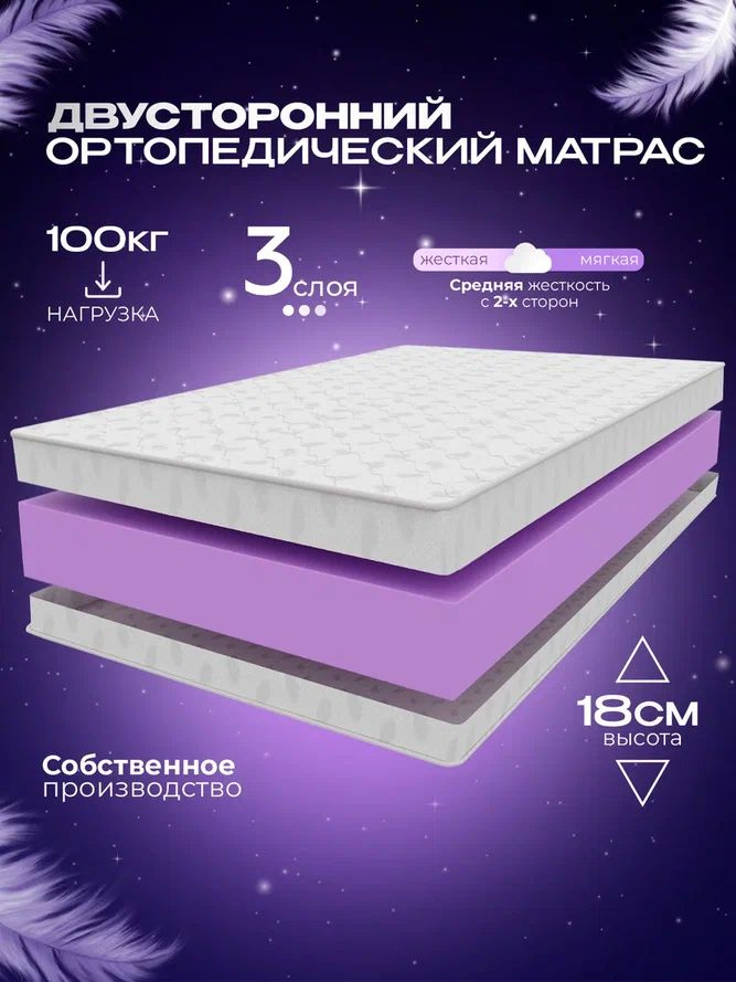 Ортопедический детский односпальный беспружинный матрас 80х185 см VITAFLEX Soft Tricot 17Sk, ппу, двусторонний, #1