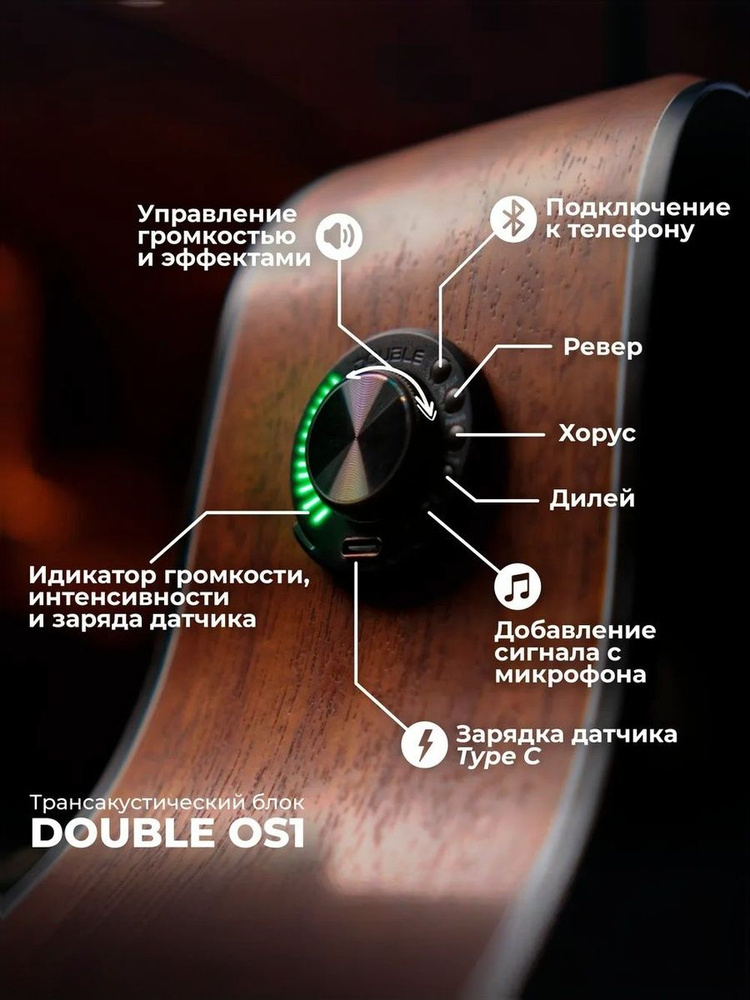 X2 DOUBLE OS1 звукосниматель для акустической гитары, трансакустический ...