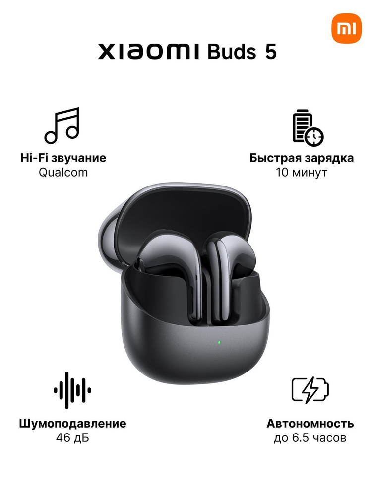 Xiaomi Buds 5 Наушники беспроводные, черные #1