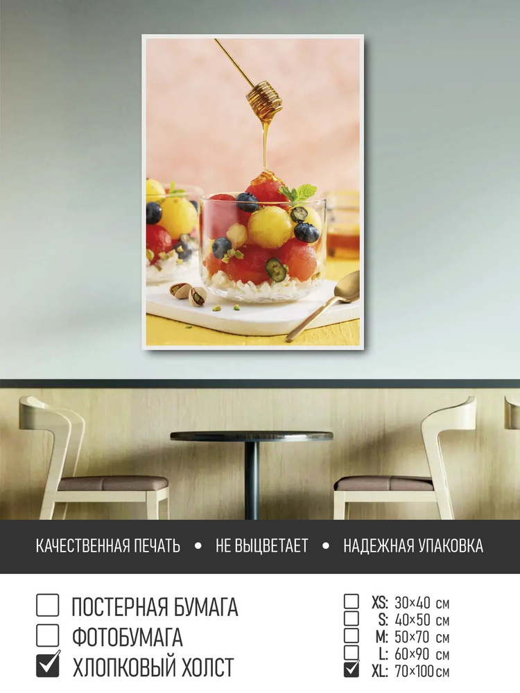 Постер на холсте Медовый десерт с фисташками, 70х100 см ПолиЦентр #1