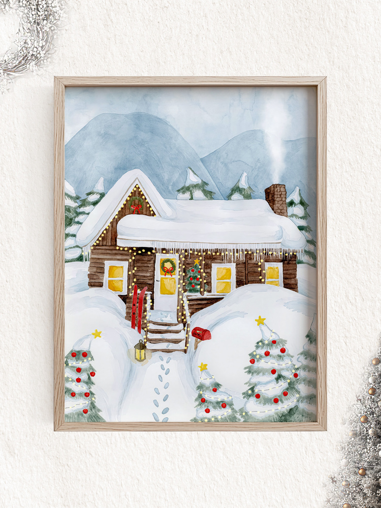 Новогодний постер "Зима в лесу", 21х30см #1