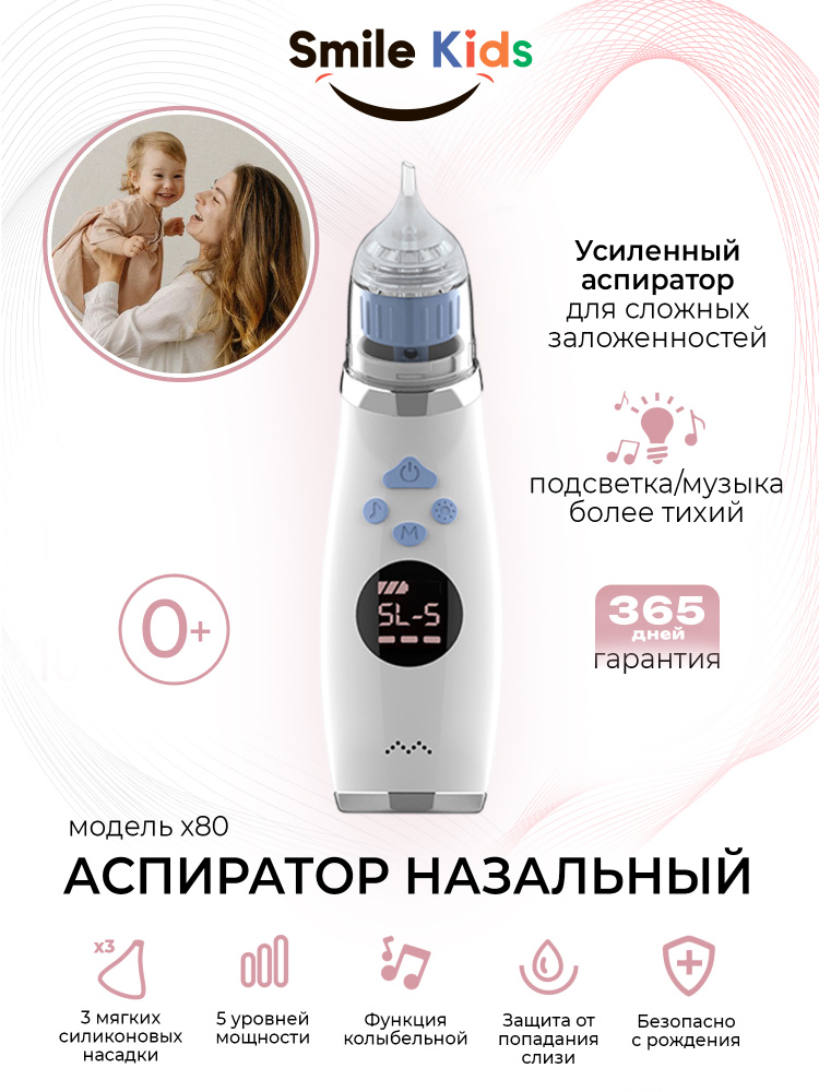 Электрический аспиратор для новорождённых Х80,Тихий,Насадки 3 шт #1