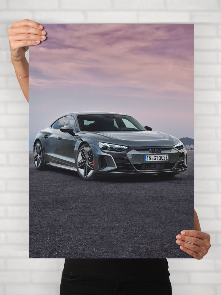 Плакат на стену для интерьера Легенды Авто (Ауди e tron GT RS - Audi e tron GT RS) - Постер по машине #1