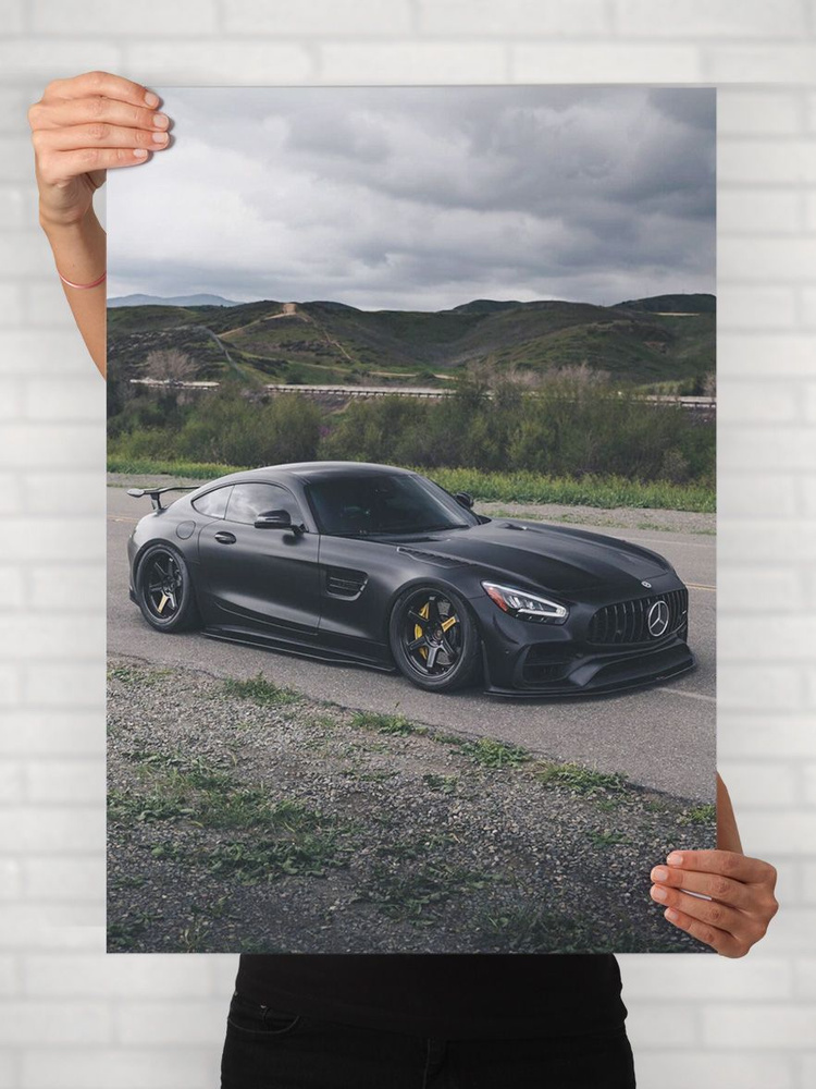 Плакат на стену для интерьера Легенды Авто (Мерседес Бенц AMG GT Блэк Серии - Mercedes Benz AMG GT Black #1