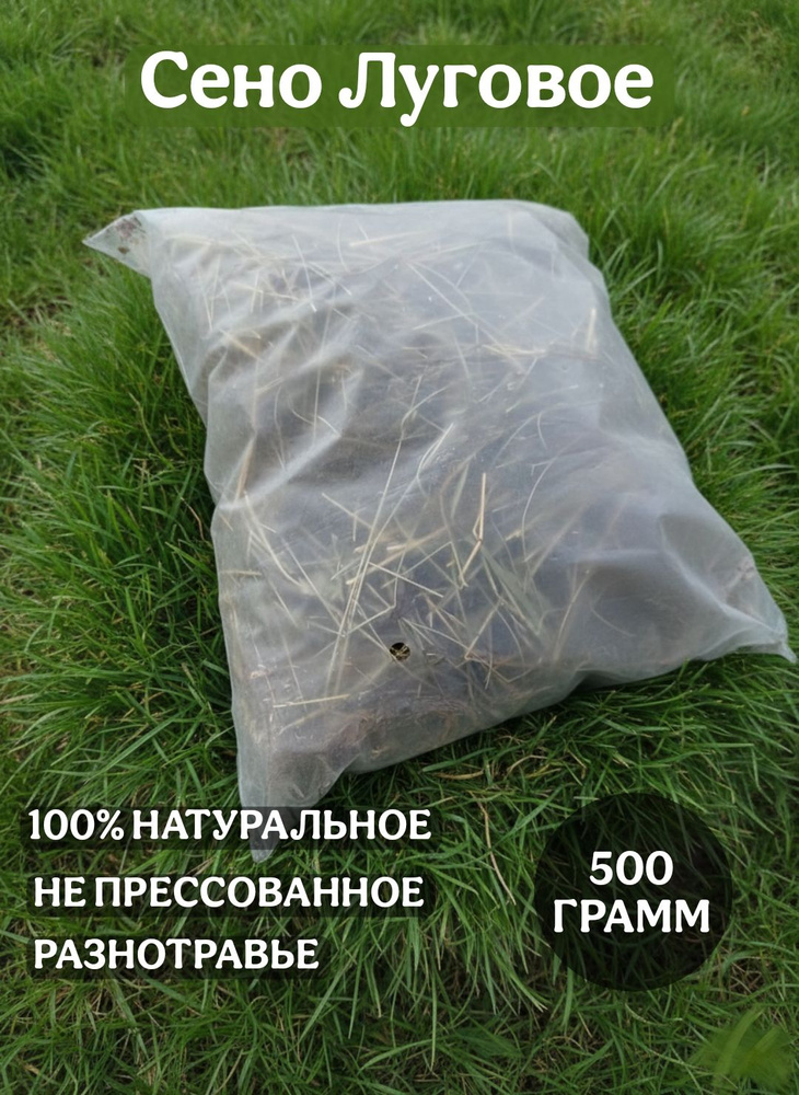 Сено Луговое 500г Premium для грызунов и кроликов отборное, не прессованное, душистое #1