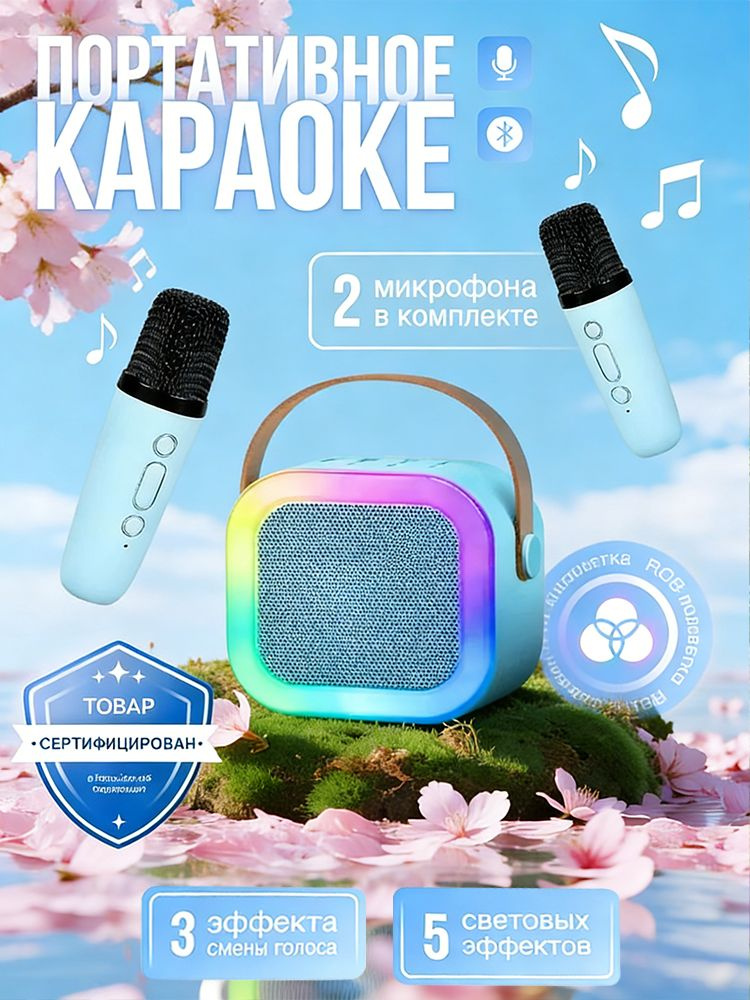 Колонка караоке с микрофонами подарок #1