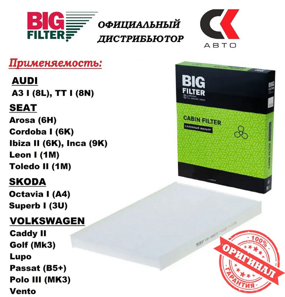 Фильтр салона AUDI A3 96-03, VW Passat 00-05, Octavia I 96-10 (угольный)