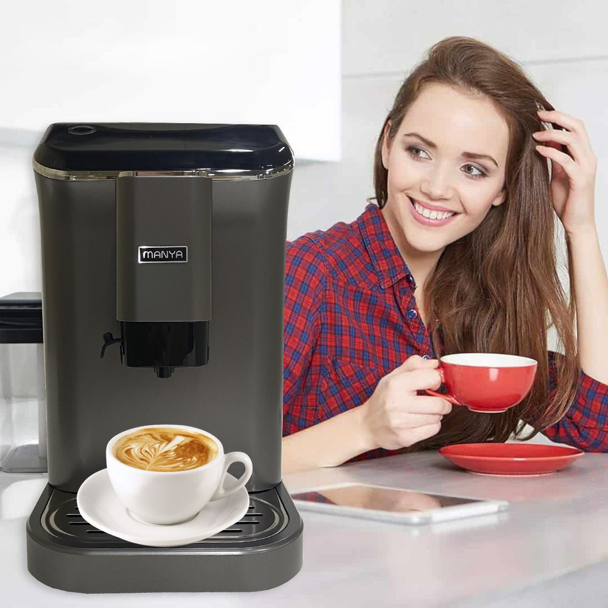 Автоматическая кофемашина MANYA EAC20.01BK, черный, серебристый купить ...