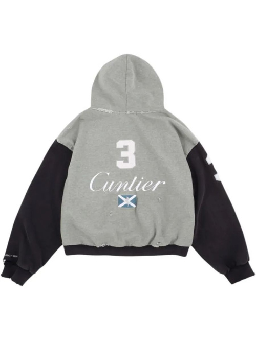 PROJECT G/R Cuntier パーカー Худи Мужской, Женский Кристаллы, Карманы серый Молния Полиэстер