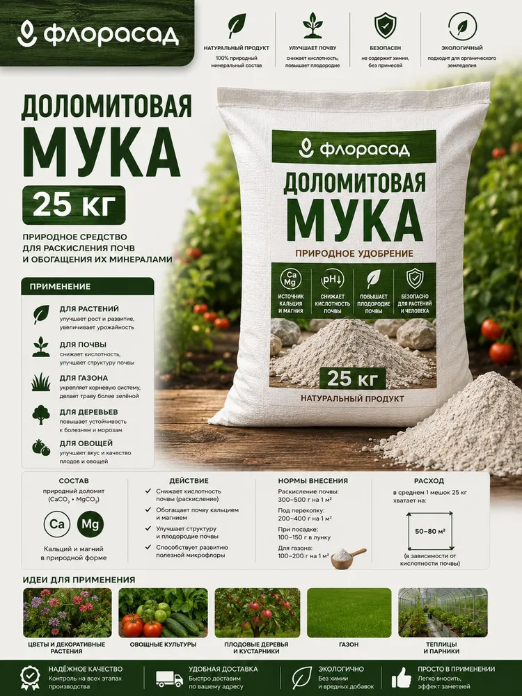 Доломитовая мука, 25кг, 25 кг