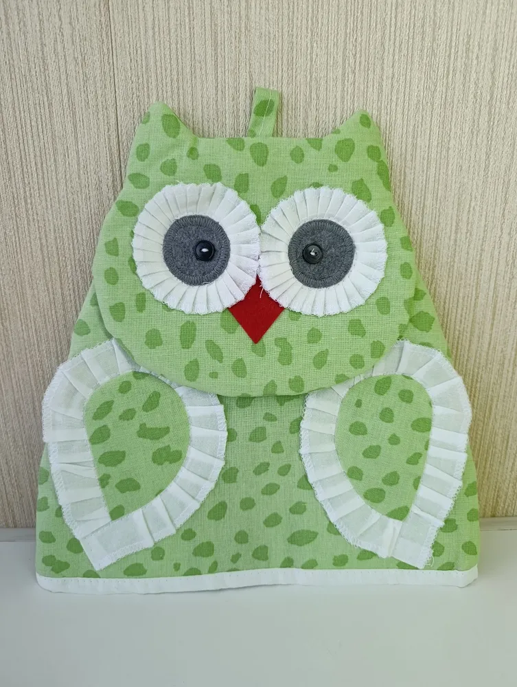 Грелка на чайник "Сова" (Зелёная листва) 26х24 см., 26x24 см, фото 4