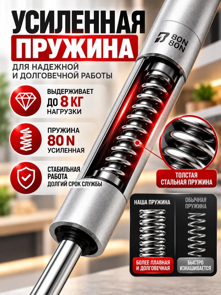 Газлифт мебельный усилие 80 N - 8 кг / 2 шт, 8 кг, 2 шт, фото 3