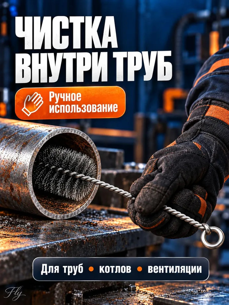 Щетка ерш для чистки труб 50 мм сталь арт, вариант, фото 3