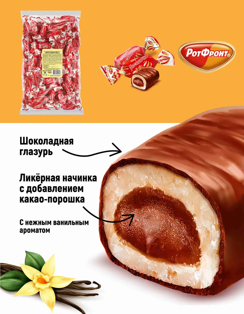 Конфеты Рот Фронт Москвичка, 1 кг, 1 кг, фото 3