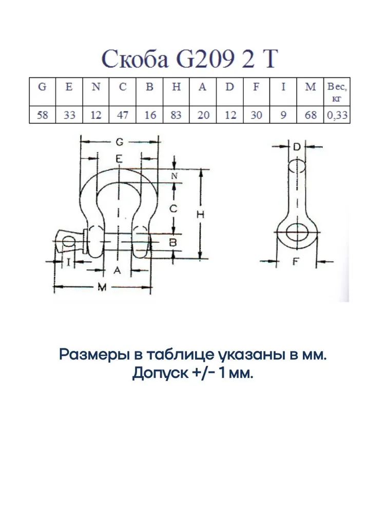 Скоба такелажная омега с резьбовым пальцем 2 т, вариант, фото 4