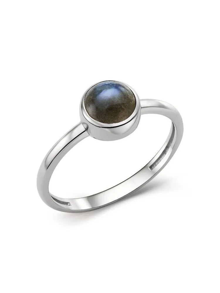 Серебряное кольцо с лабрадоритом, родированное серебро 925 пробы, Love Stone Jewelry, серебристый, фото 3