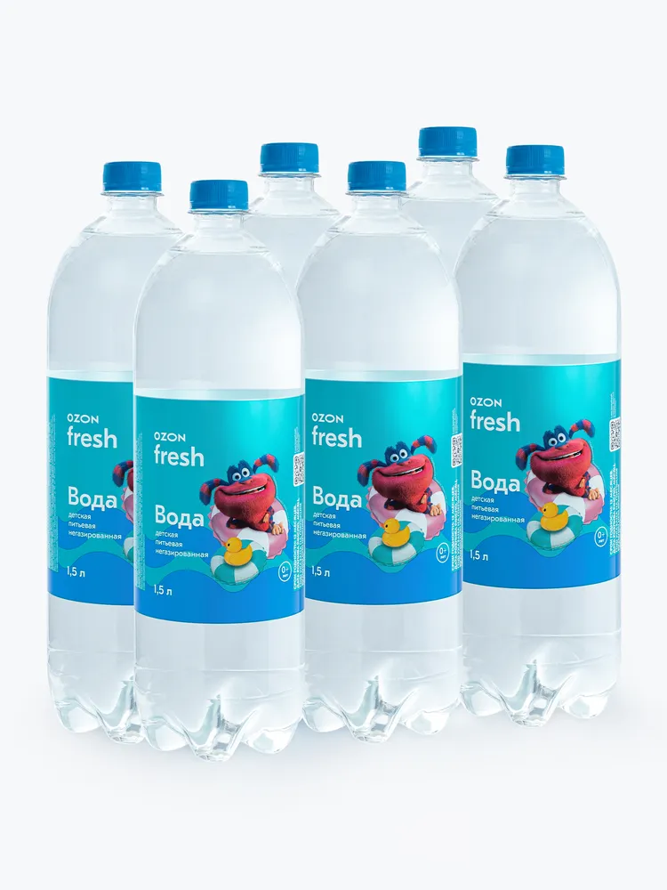 Вода детская питьевая Ozon fresh, негазированная, 1,5 л x 6 шт, 1,5 л, 6 шт