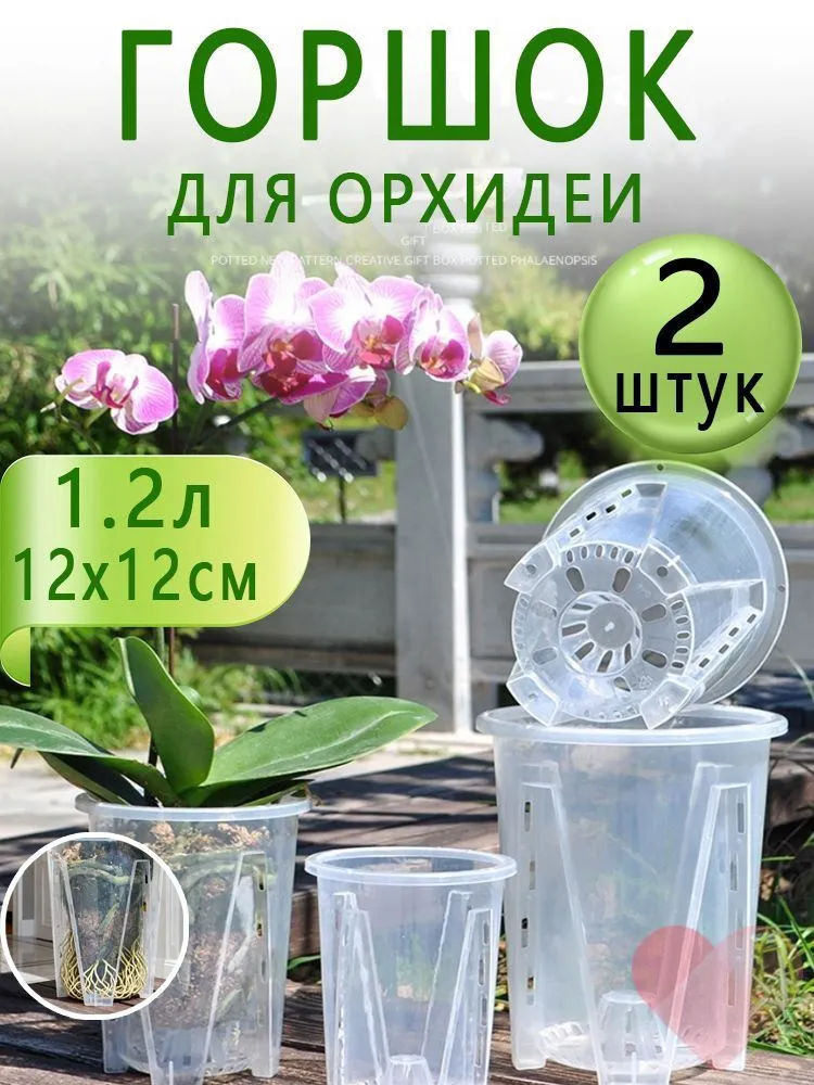 Горшок сетчатый 1.2 л, 16 см, 2 шт, цвет прозрачный, 1,2 л, 2 шт