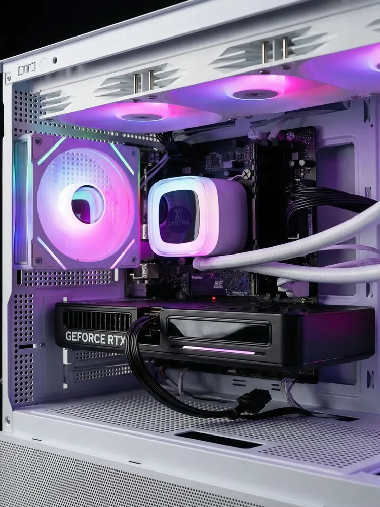 Robotcomp Системный блок Игровой компьютер M-16 3.0 V3 Aqua Мини White (Intel Core i5-14400F, RAM 16 ГБ, SSD 1000 ГБ, NVIDIA GeForce RTX 5060 Ti (16 Гб), Windows 11 Pro), белый, прозрачный, 32 ГБ, 1000 ГБ, белый, фото 6