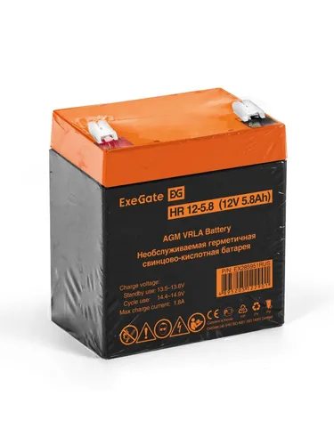 Exegate EX285951RUS Аккумуляторная батарея ExeGate HR 12-5.8 (12V 5.8Ah 1223W, клеммы F2)