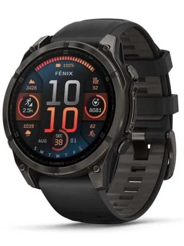 Garmin Смарт-часы fenix 8 AMOLED Sapphire, 47mm, Carbon Gray DLC Titanium with Black/Pebble Gray Silicone Band