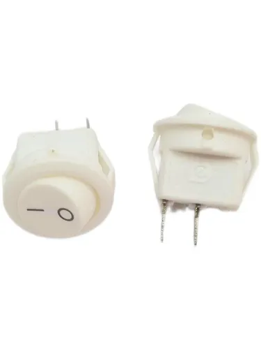 Выключатель клавишный микро,круглый,2с,белый-2 шт.