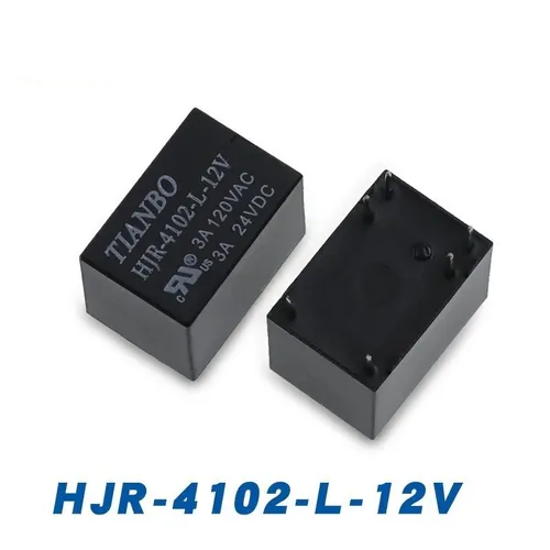 2pcs Реле сигнальное HJR-4102-L-12V, 6-контактное, 3А, 1НО/1НЗ, миниатюрное (DC 12V)