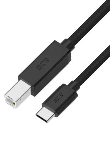 Провод для принтера, МФУ, сканера USB 2.0 USB-C - USB-B 3м GCR черный