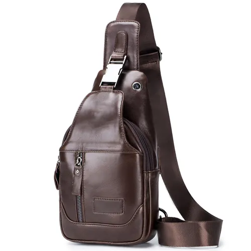 Мужская кожаная сумка-кроссбоди, водонепроницаемая, нагрудный рюкзак для туризма, велоспорта и альпи