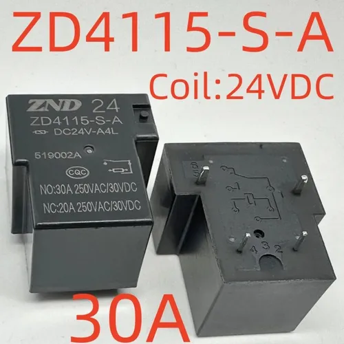 Промышленное реле ZZD4115-S-A, 4-контактное, 30 А, постоянный ток 24 В
